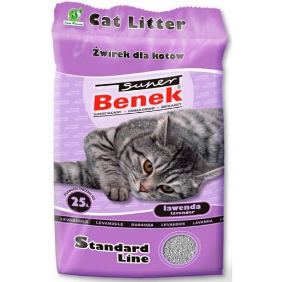 Super Benek Żwirek dla kota bentonitowy Standard – Lawenda 25L