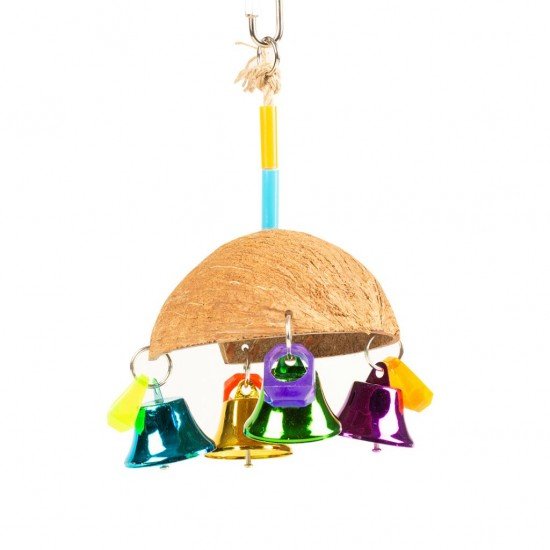 Duvo+ Zabawka dla ptaków Kokos z dzwoneczkami