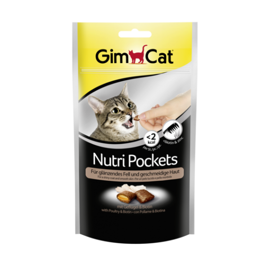 GimCat Przysmak dla kota Nutri Pockets Drób i Biotyna 60 g – Na sierść i skórę