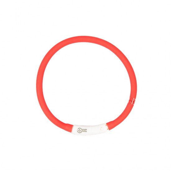 Duvo+ Obroża Świecąca USB Silikonowa 45cm - Czerwona