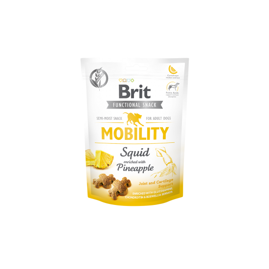 Brit Functional Snack Przysmak zdrowotny dla psa MOBILITY Sqiud & Pineapple 150g – Kalmary ananas (na stawy)